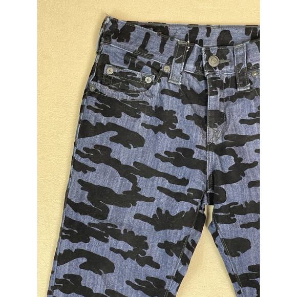 True Religion Jeans Mens 28 Blue Camo Relaxed Skinny Mid Rise Stretch Denim - Picture 3 of 15
